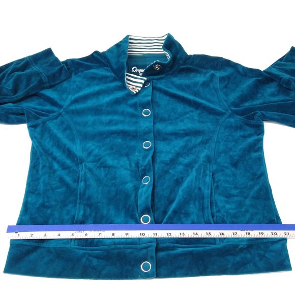 Onque Casuals Large Velour Casual Jacket Snap Fasten Comfort Elements of Style - Picture 10 of 12